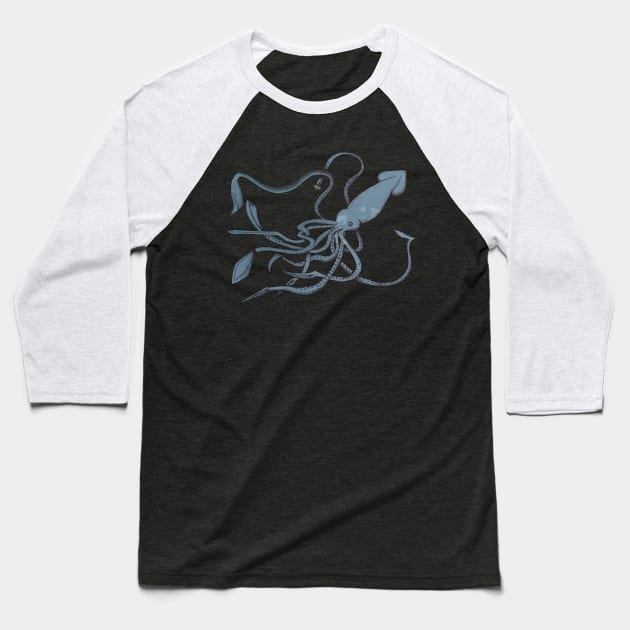 Blade Kraken Baseball T-Shirt by FishWithATopHat